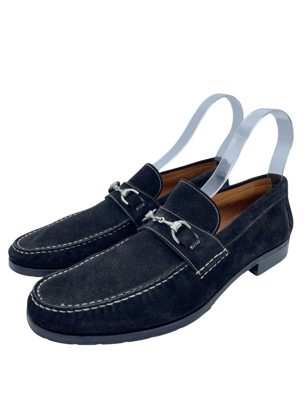 Santoni Hamlin Silver-Tone Bit Suede Loafers